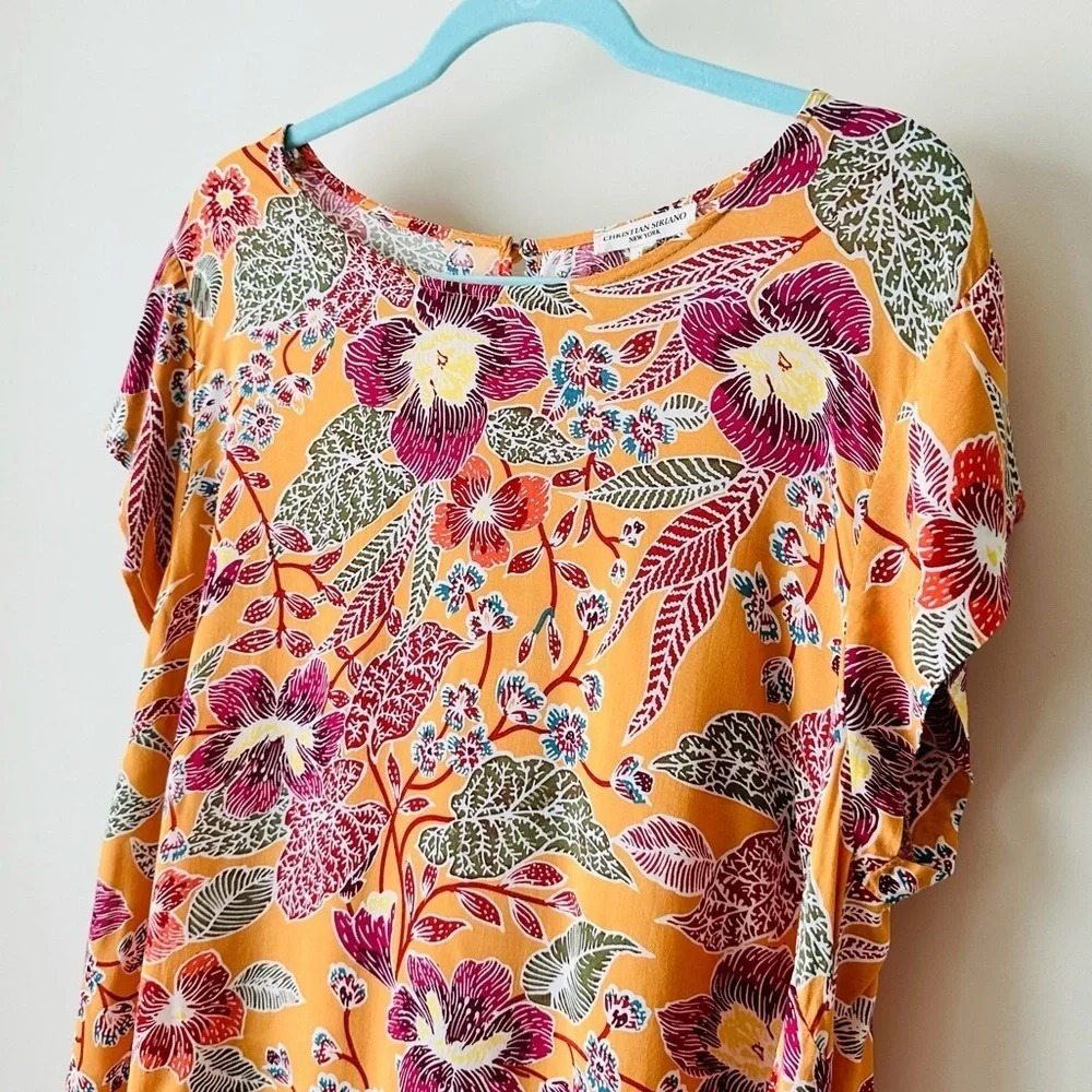 Christian Siriano Floral Blouse - Womens Hi-Lo Shirt Size XL - Picture 2 of 13